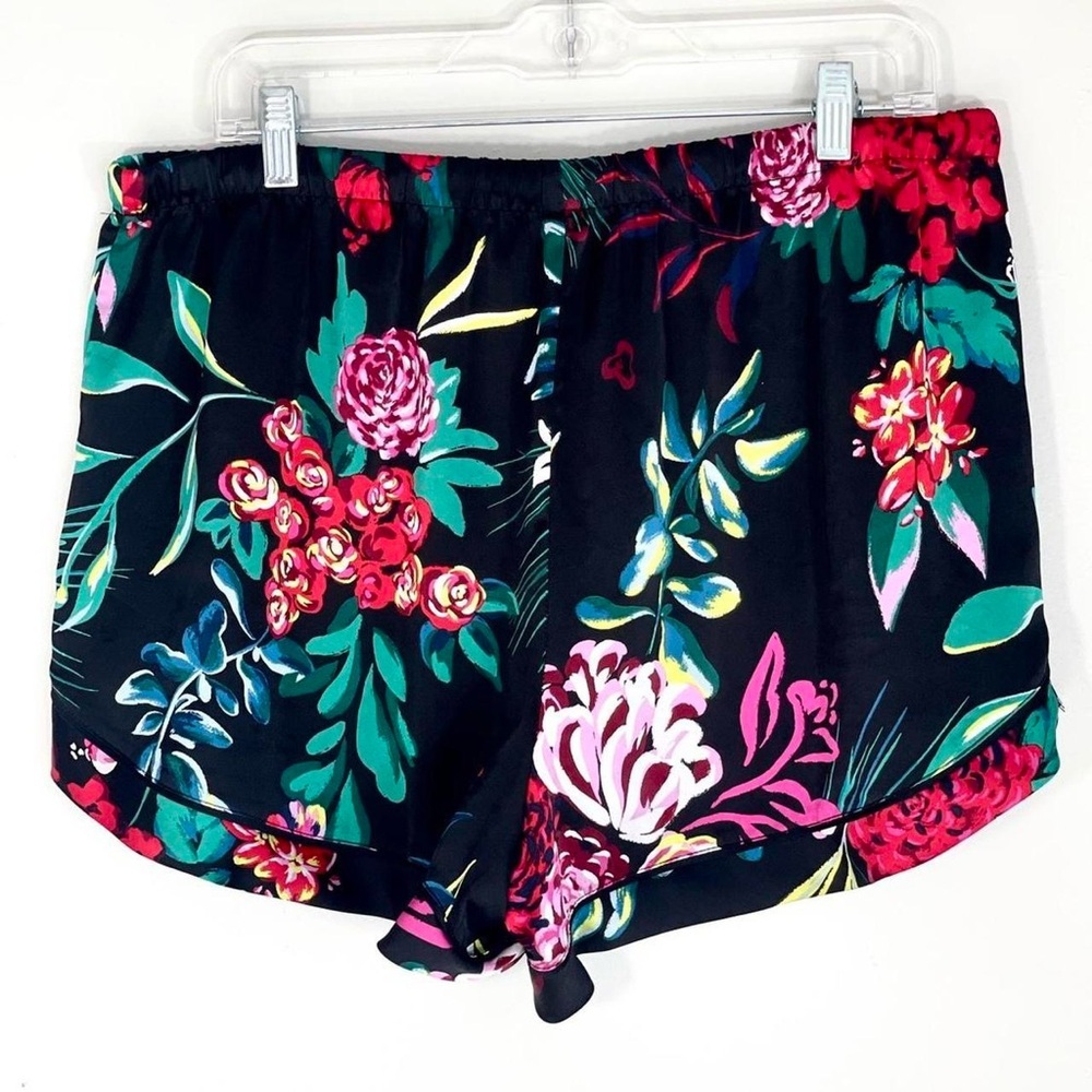 Stars Above Floral Lounge Shorts Black Tropical Print Drawstring XL - Picture 3 of 6
